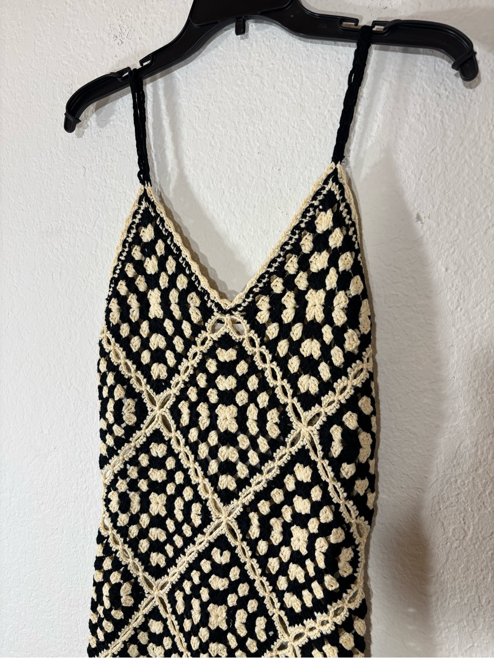 Elan Crochet Maxi Cover Up Dress Size Small Black Off White Cream Fringe NWT - Picture 8 of 15